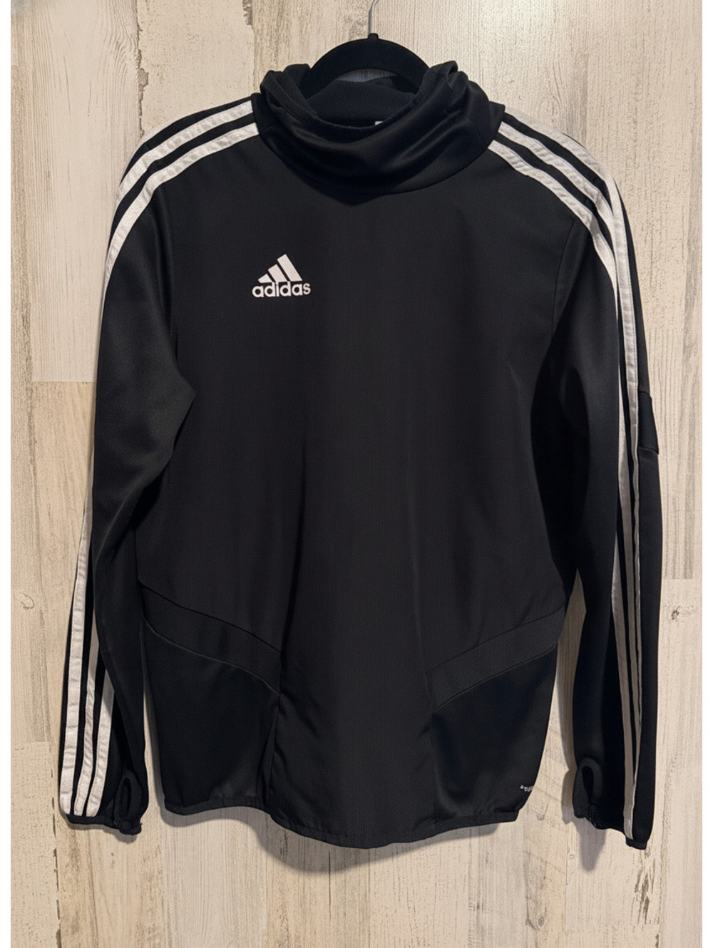 adidas Youth Black Climawarm Training Top 3-Stripes Long Sleeve 13-14Y L